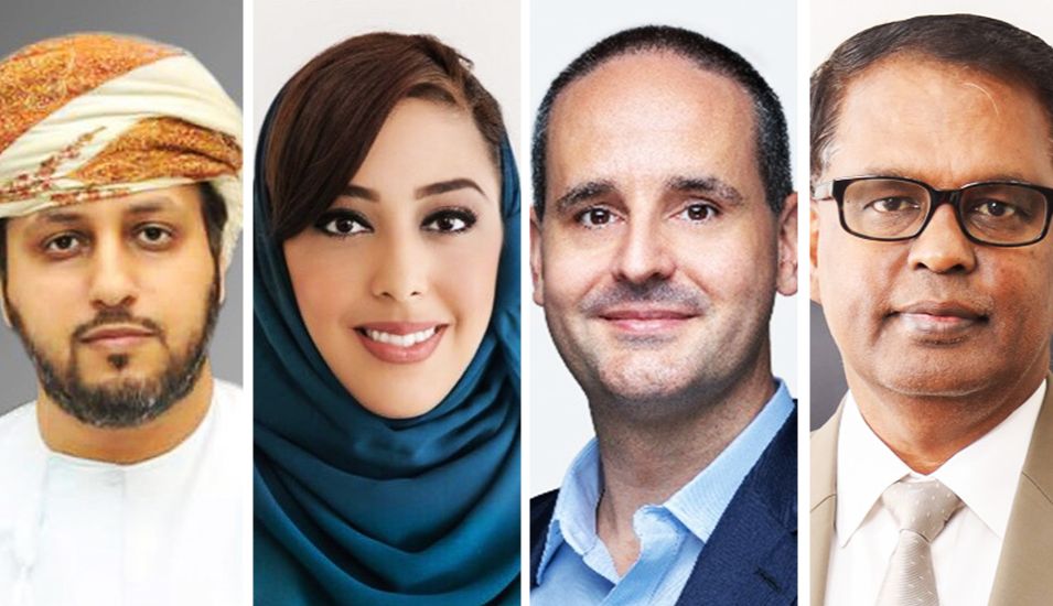 (Left to Right) Sheikh Khalid Abdullah Al Khalili, Chairman, Al Ahlia Insurance; Hanaa Fahad Al Hinai, Deputy CEO for UAE and Bahrain, RSA Middle East; Martin Rueegg, Regional CEO, RSA Middle East; and S Venkatachalam, CEO, NLGIC
