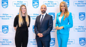 Left to Right Lucy Stewart, Head of Client Services, Censuswide; Marc Antoine Zora, General Manager and District Leader, Gulf & Levant, Philips Middle East; Katie Jenson, International Broadcast Journalist.